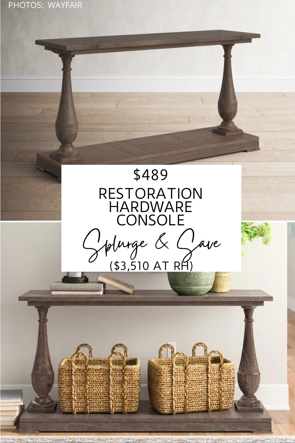 Restoration hardware sale console table dupe